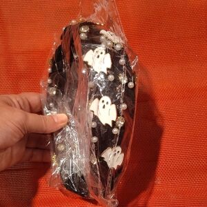 Black Headband with Ghost and Pearl Accents